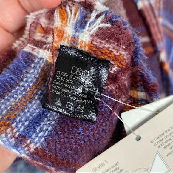 D&Y Red & Blue Plaid Blanket Scarf - Picture 6 of 8
